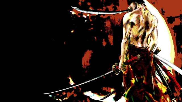 Zoro samurai ember flame sword free wallpaper for desktop - medium preview image