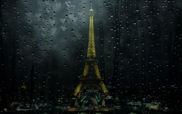Eiffel tower rainy window impressionism free wallpaper for desktop - medium preview image