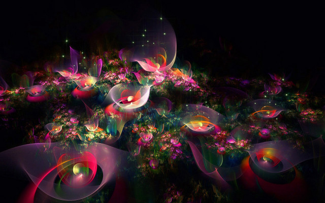 Flowers butterfly mystical light abstract free wallpaper for desktop - medium preview image
