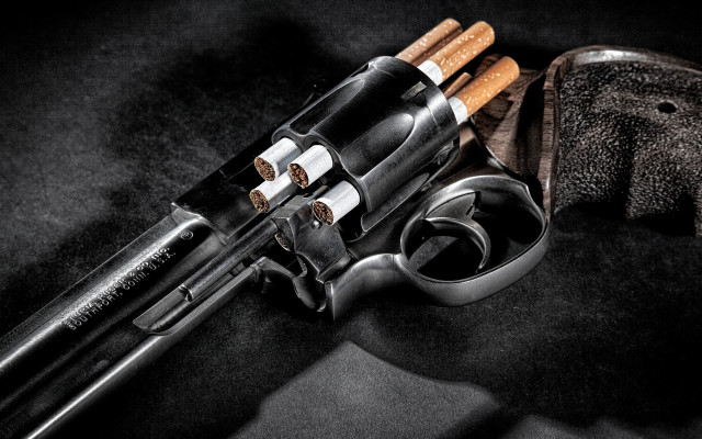 Gun hat surrealist sculpture smoke free wallpaper for desktop - medium preview image