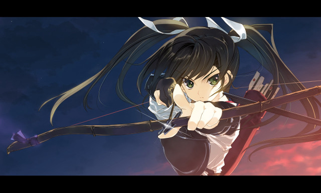 Anime character bow arrow sky free wallpaper for desktop - medium preview image