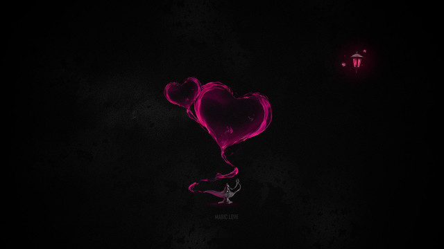Heart balloon floating red lights free wallpaper for desktop - medium preview image