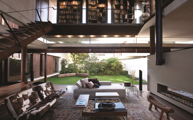 Living room couch table staircase free wallpaper for desktop - medium preview image