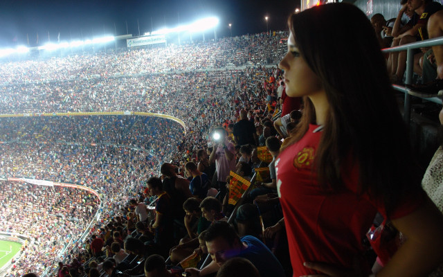 Woman red shirt crowd soccer #2 free wallpaper for desktop - medium preview image