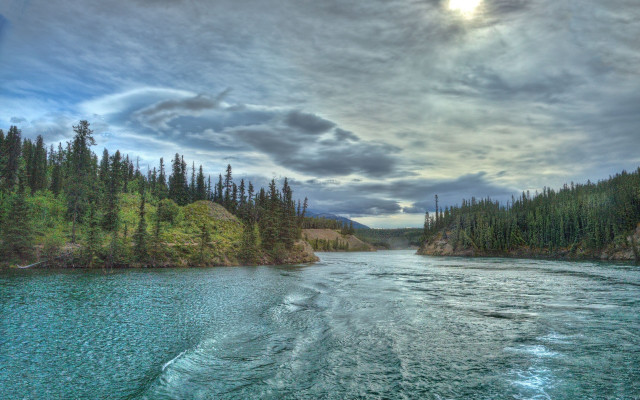 River boat trees cloudy sky #2 free wallpaper for desktop - medium preview image