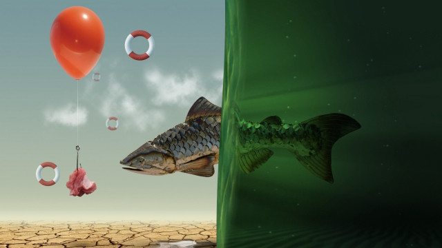 Fish balloon planet sky star free wallpaper for desktop - medium preview image