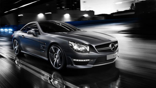 Mercedes benz coupe city street free wallpaper for desktop - medium preview image