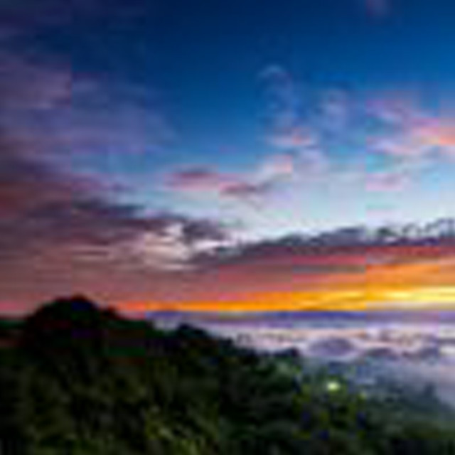 Sunset mountain clouds trees blue free wallpaper for tablet - medium preview image