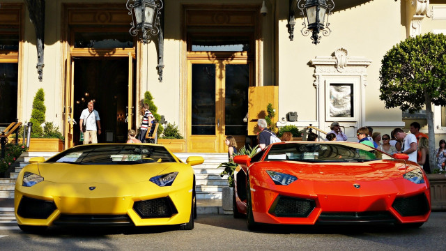 Sports cars building people street free wallpaper for desktop - medium preview image