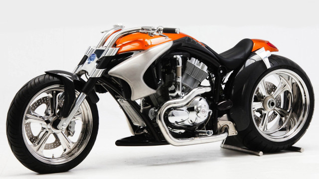 Motorcycle black rim chrome spokes free wallpaper for desktop - medium preview image