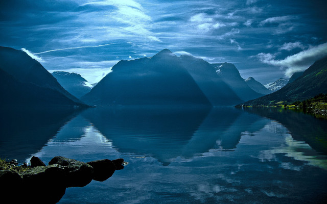 Mountain reflection lake sky clouds #2 free wallpaper for desktop - medium preview image