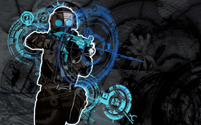 Cyberpunk man gun futuristic background free wallpaper for desktop - medium preview image
