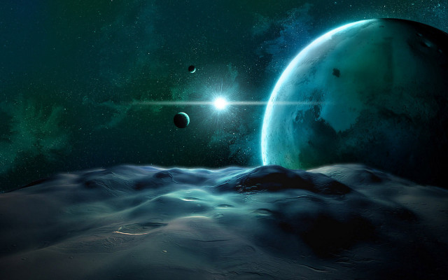 Planet star moonlight space aurora free wallpaper for desktop - medium preview image