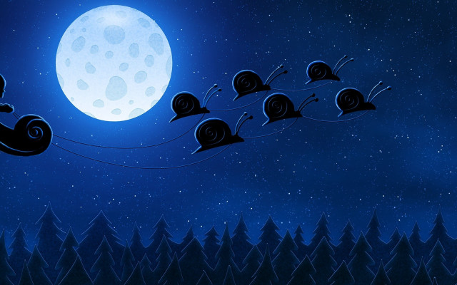 Sky fullmoon cartoon sleigh aliens free wallpaper for desktop - medium preview image