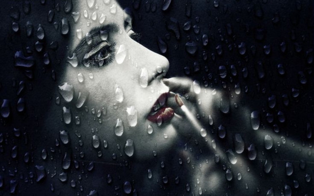 Woman rainy window diving seaweed free wallpaper for desktop - medium preview image