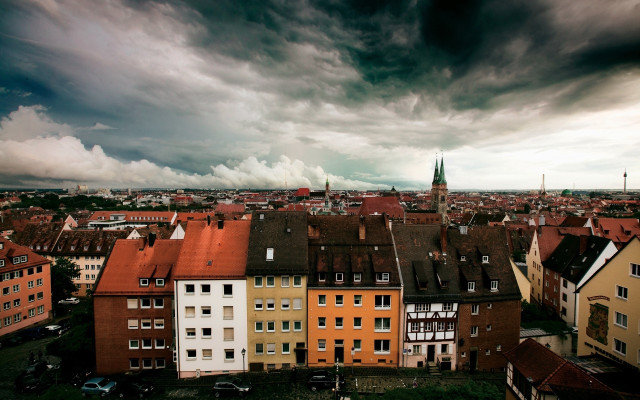 City cloudy sky stormy architecture free wallpaper for desktop - medium preview image