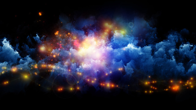 Colorful lights clouds galaxy city free wallpaper for desktop - medium preview image