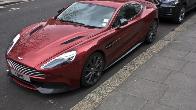 Red car black car road free wallpaper for desktop - medium preview image