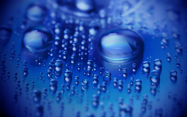 Water droplets blue surface holography free wallpaper for desktop - medium preview image