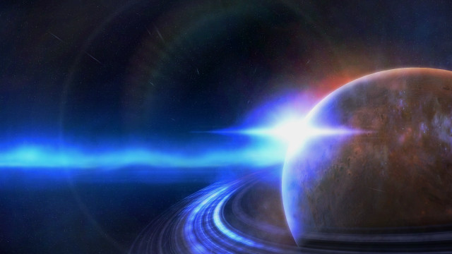 Planet ring blue light space free wallpaper for desktop - medium preview image