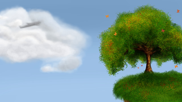 Tree plane island forest sky free wallpaper for desktop - medium preview image