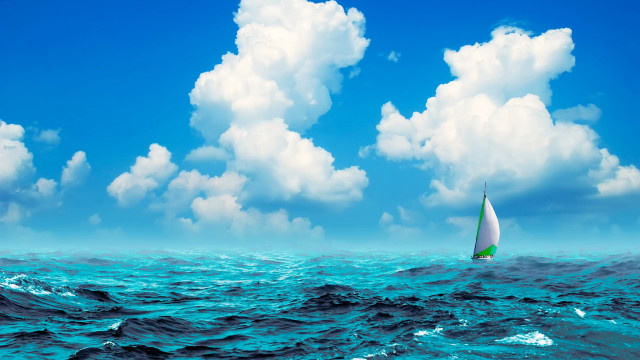 Sailboat water cloudy sky ocean free wallpaper for desktop - medium preview image