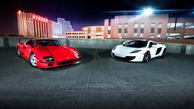Sports cars night parking lot free wallpaper for desktop - medium preview image