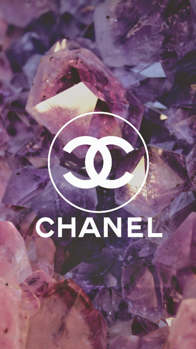 Chanel logo crystals rocks purple free wallpaper for mobile - medium preview image