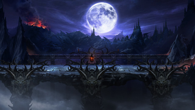 Bridge moon clouds glowing hunter free wallpaper for desktop - medium preview image