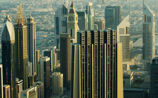 City skyline clock tower urban free wallpaper for desktop - medium preview image