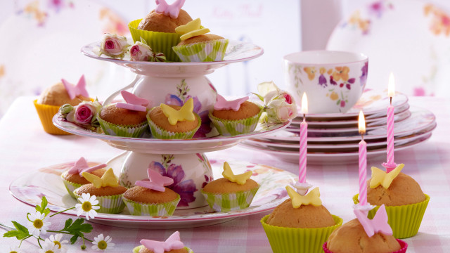 Cupcakes tiered plate rococo pastel free wallpaper for desktop - medium preview image
