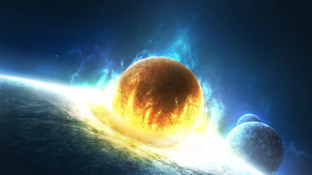 Planet aurora moon stars space free wallpaper for desktop - medium preview image