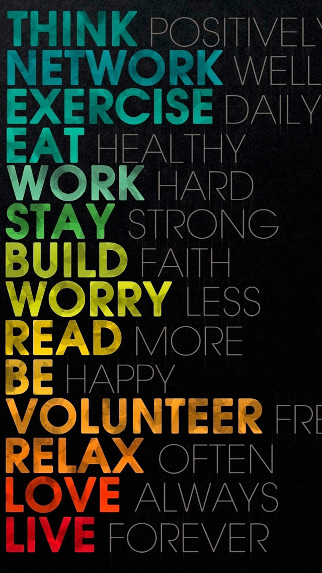 Colorful poster words shapes design free wallpaper for mobile - medium preview image