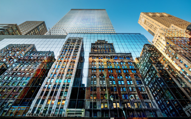 Nyc glass reflection skyscrapers cityscape free wallpaper for desktop - medium preview image