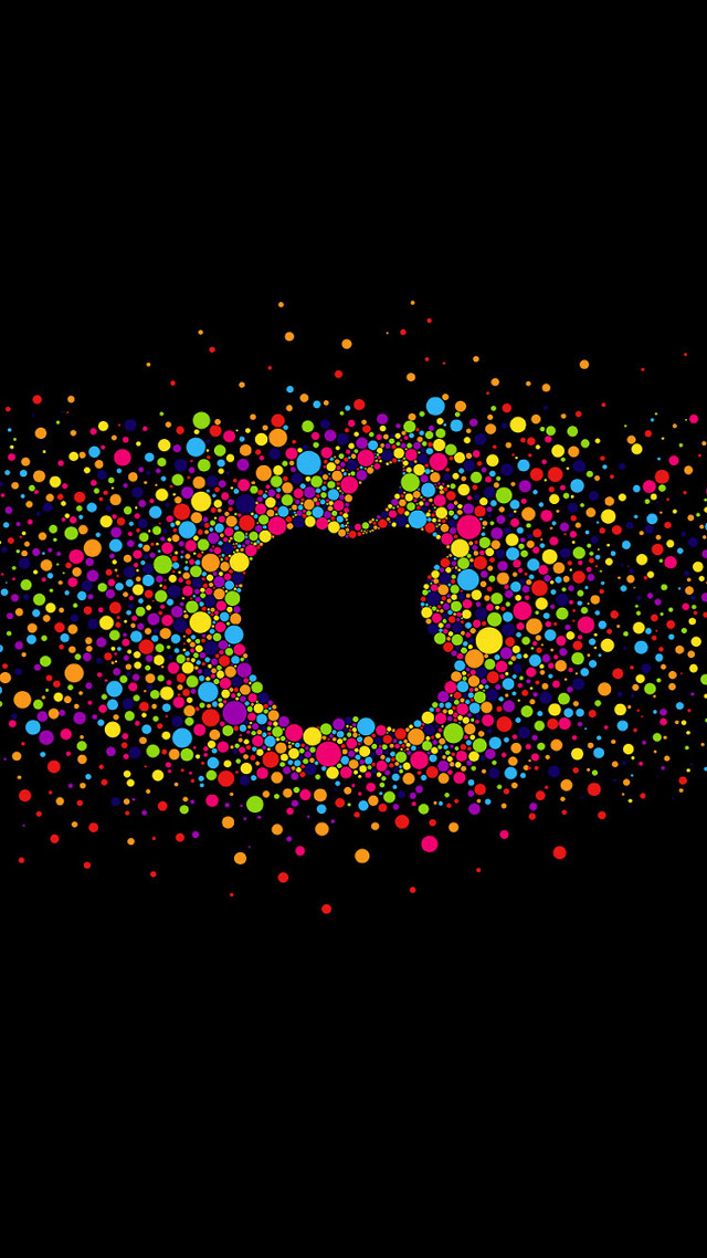Black background colorful apple logo free wallpaper for mobile - medium preview image