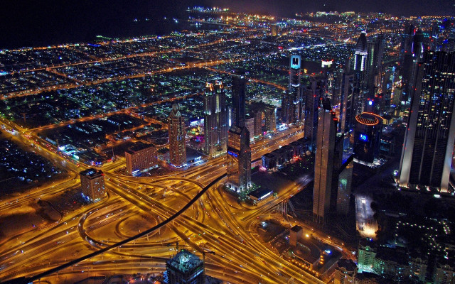 City lights traffic night aurora free wallpaper for desktop - medium preview image