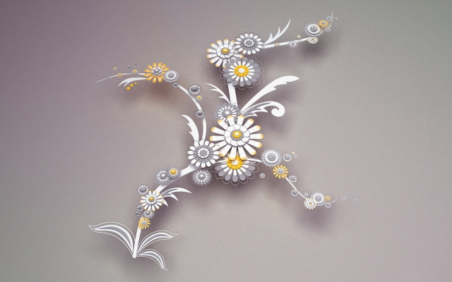 Clock flower design white yellow free wallpaper for desktop - medium preview image