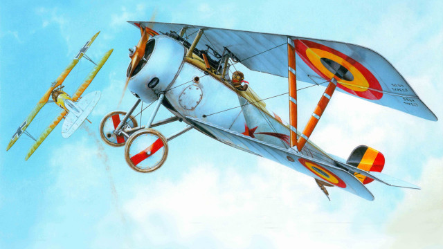 Biplane pilot cloud airbrush precisionism free wallpaper for desktop - medium preview image