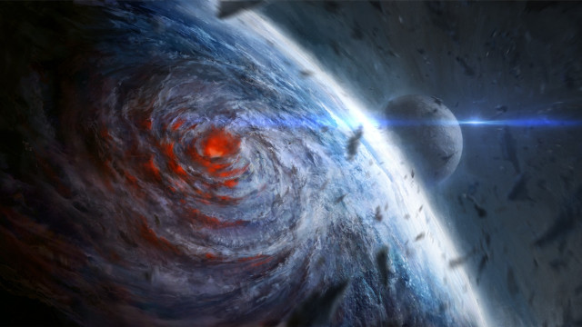 Red blue swirl black hole free wallpaper for desktop - medium preview image