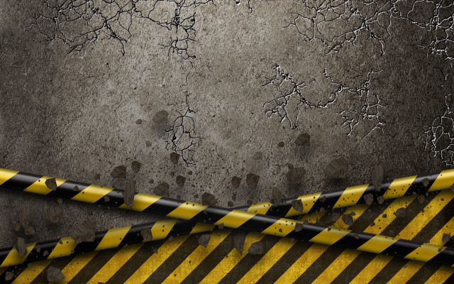 Caution sign concrete wall cracks free wallpaper for desktop - medium preview image