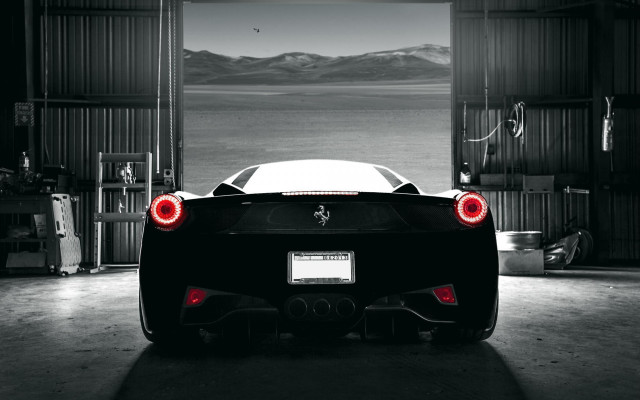 Ferrari garage ocean mountains dream free wallpaper for desktop - medium preview image