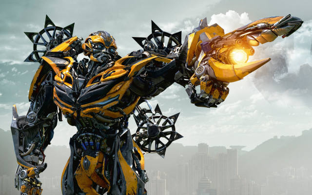 Yellow black robot gun city free wallpaper for desktop - medium preview image