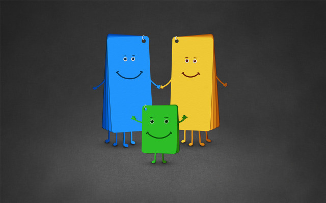 Colorful cellphones holding hands smiling free wallpaper for desktop - medium preview image