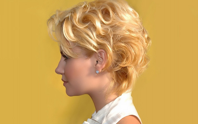 Woman short blonde hair white free wallpaper for desktop - medium preview image