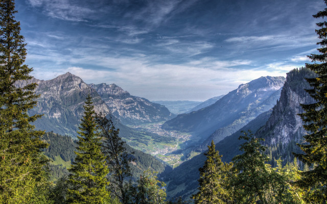 Mountain range forest lake sky #5 free wallpaper for desktop - medium preview image