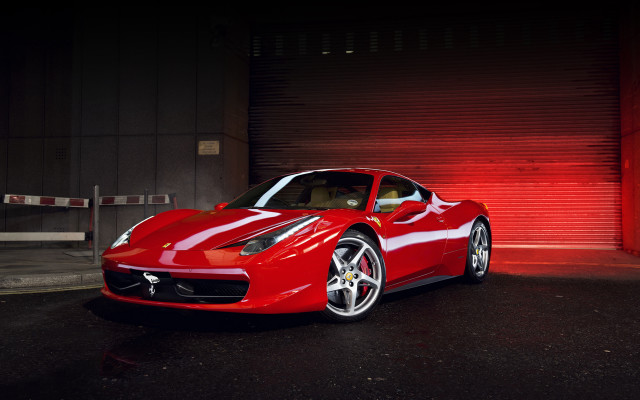 Red sports car garage night #3 free wallpaper for desktop - medium preview image