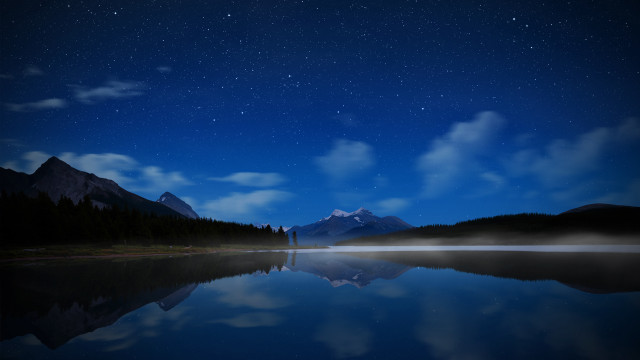Lake mountain night star clouds free wallpaper for desktop - medium preview image