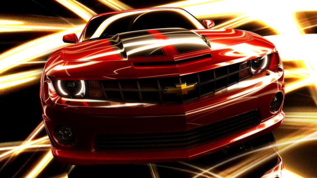 Red car black stripe digital free wallpaper for desktop - medium preview image