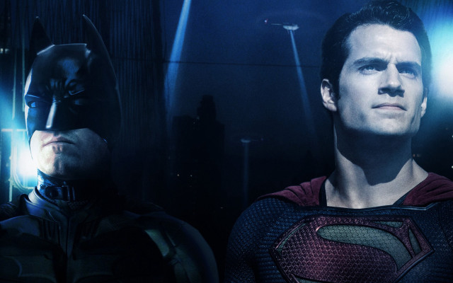 Batman superman darkroom glowing poster free wallpaper for desktop - medium preview image