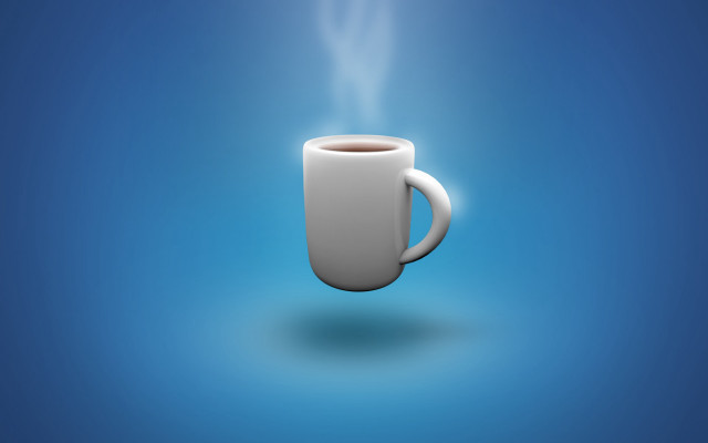 Coffee cup steam blue shadow free wallpaper for desktop - medium preview image